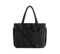 Genérico Lightweight Crush Bow Tote Bag For Women, Crush Bow Tote Bag, Stylish Handbag for Work, Travel, Beach, Shopping (Black)