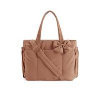 Genérico Lightweight Crush Bow Tote Bag For Women, Crush Bow Tote Bag, Stylish Handbag for Work, Travel, Beach, Shopping (Brown)