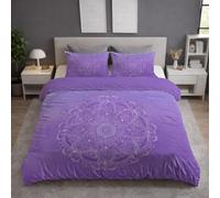 Genérico Lila Funda Nordica con Estampado de Moderno Abstracto Mandala Delicado - Suave y Transpirable Cierre De Cremallera - Funda Nordica 180 x 220 Cama 105|120 + Funda de Almohada 1 x 50 x 70