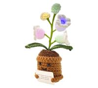 Genérico Lily Flower Table Lamp - Aesthetic Crochet Desk Decor, Night Light | Artificial Tabletop Florals Pot, Handmade Crocheted Lamp, Romantic Ambient Lighting For Valentine Home Office Bedroom