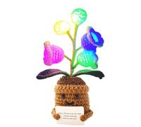 Genérico Lily Of The Valley Night Lamp, 6×16cm Floral Crochet Night Desk Light, Aesthetic Elegance Crocheting Artificial Tabletop Florals Pot With Lights | Table Decorative Light For Valentine