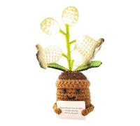 Genérico Lily Of The Valley Night Lamp, 6×16cm Floral Crochet Night Desk Light, Aesthetic Elegance Crocheting Artificial Tabletop Florals Pot With Lights | Table Decorative Light For Valentine