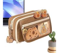 Genérico Lindo lápiz Lindo Lindo- 22x13x7.5 cm Capybara Case 245 G Campeonato portátil Conjunto Capibaraa | Escuela Astuccios Grande para Estudiantes con Pegatinas y Pegatinas, Grande