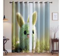 Genérico Lindo Primer Plano Peluche Monstruo Cortinas para Dormitorio - Aislantes Frío y Calor Decorativo Cortinas con Ojales, Verde Exuberante, 140An x 145Al cm (2 Paneles)
