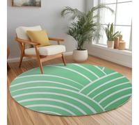 Genérico Líneas Simples Patrones Elegantes Alfombra Redonda Estampada 60 cm, Lavable Lavadora Alfombra Dormitorio Antideslizante Tapete Sala para Cocina Halls Balcón, Verde Menta