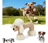Genérico Linen Dog Toys, Durable, Squeaky Corduroy Chew Toys - Linen Safari Companions for Small & Medium Dogs, Interactive Stuffed Animal with Squeaker (Sheep)
