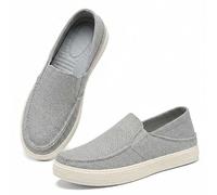 Genérico Linen Espadrilles for Men. Straw Casual Canvas Slip On Loafers. Fashion Breathable Hand Stitching Linen Indoor Outdoor Non-Slip Comfortable Flat (Grey Closed-Back,40)