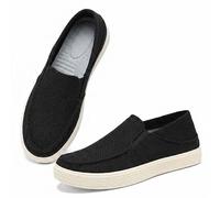 Genérico Linen Espadrilles for Men. Straw Casual Canvas Slip On Loafers. Fashion Breathable Hand Stitching Linen Indoor Outdoor Non-Slip Comfortable Flat (Black Closed-Back,44)