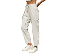 Genérico Linen Pants For Women Summer Casual High Waisted Lightweight Beach Pant with Pockets (White, XXL)