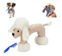 Genérico Linen Squeaky Dog Chew Toy for Small Medium Dogs, Durable Safari Animal Stuffed Dog Toy for Boredom Relief, Tough Linen Fabric Puppy Teething Toy for Aggressive Chewers (Off-White)