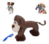 Genérico Linen Squeaky Dog Chew Toy for Small Medium Dogs, Durable Safari Animal Stuffed Dog Toy for Boredom Relief, Tough Linen Fabric Puppy Teething Toy for Aggressive Chewers (Dark Brown)