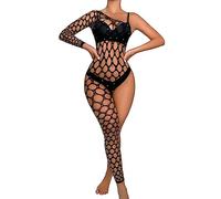 Genérico Lingerie Sexy - Conjunto Lenceria Mujer Sexy Erótico Mono de Malla con Pierna de una Sola Manga de lencería con Hechos a Mano para Mujer (Black One Size)