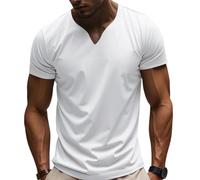 Genérico Lininco Mens Shirts,Braylen Stylish T-Shirt,Men V Neck Business Short Sleeve Fitness T Shirt, Loose Fit Shirt (White,L)