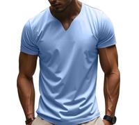 Genérico Lininco Mens Shirts,Braylen Stylish T-Shirt,Men V Neck Business Short Sleeve Fitness T Shirt, Loose Fit Shirt (Light Blue,XL)