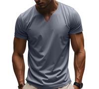 Genérico Lininco Mens Shirts,Braylen Stylish T-Shirt,Men V Neck Business Short Sleeve Fitness T Shirt, Loose Fit Shirt (Gray,3XL)
