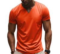 Genérico Lininco Mens Shirts,Braylen Stylish T-Shirt,Men V Neck Business Short Sleeve Fitness T Shirt, Loose Fit Shirt (Orange,XL)