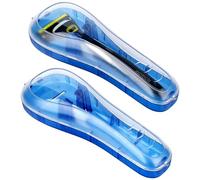 Genérico Linkidea 2 Fundas para maquinilla de Afeitar, Funda rígida portátil para Viaje, Caja Protectora de Recortadora Manual Compatible con Fusion 5 ProGlide, Sensor 3, SkinGuard, Pace 6 Pro (Azul)
