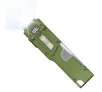 Generico Linterna LED - Tipo C recargable resistente al agua, medidor de potencia digital, doble lente al haz lejano, soporte de clip para bolígrafo | Advertencia de emergencia azul | Iluminación