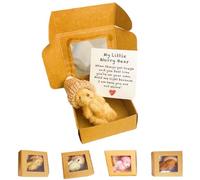 Genérico Little Bear in Box,Handmade Mini Plush Bear in Box,My Little Worry Bears,Pocket Bears with Inspirational Card,A Plush Animal for Friends Or Lovers (Brown)