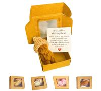 Genérico Little Bear in Box,Handmade Mini Plush Bear in Box,My Little Worry Bears,Pocket Bears with Inspirational Card,A Plush Animal for Friends Or Lovers (Coffee)