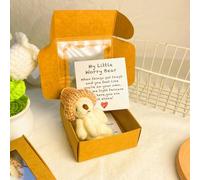 Genérico Little Bear in Box,Handmade Mini Plush Bear in Box with Inspirational Card,Emotional Support Worry Bears,Sympathy Gift for Graduation,Birthday,Valentine's Day (Brown)
