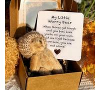 Genérico Little Bear in Box,Handmade Mini Plush Teddy Bear in Box with Inspirational Card,Adorable Little Bear for Lovers,Sympathy Gift for Christmas and Valentine's Day & Mother's Day (Brown)