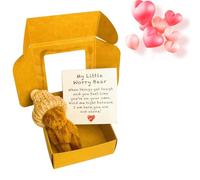 Genérico Little Bear in Box, Handmade Mini Teddy Bear , , Handmade Mini Plush , , Emotional Support Plush Positive Gifts for Christmas and Valentine's Day (Coffee)