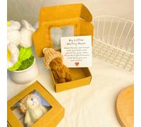 Genérico Little Bear in Box, Handmade Plush Bear with Inspirational Card, Motivational Gifts for Lovers, Christmas and Valentine's Day & Mother's Day (Brown)