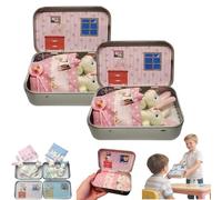 Genérico Little Pocket Bunny, Easter Basket Stuffer Decorative Boxes, DIY Pet Bunny Adoption House Tin Box for Friend Gift,Personalised Mini Plush Home Decorative (Pink+Pink)