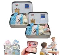 Genérico Little Pocket Bunny, Easter Basket Stuffer Decorative Boxes, DIY Pet Bunny Adoption House Tin Box for Friend Gift,Personalised Mini Plush Home Decorative (Blue+Blue)