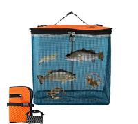 Genérico Lives Fish Holder, Portable Bucket, Fishing Basket, Large Cage Holders Portable Buckets Keeper for Sea Rock Ice Fishing Live, 39x28.5x30 Cm, Fabric, Eva, Silicone PE Mesh