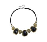 Genérico Llamativo collar de piedra negra con hebras de terciopelo, cadena de clavícula, accesorio de joyería para trajes en, joyería de aleación y resina