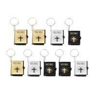 Genérico Llavero Biblia Miniatura en Pack de 9 Piezas Decoración para Bolso, Hecho de Plástico y Hierro, Adecuado para Cumpleaños y Festivales Religiosos