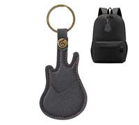 Genérico Llavero con Soporte para púas de Guitarra,Llavero con Soporte para púas | Estuche para de bajo con Organizador de de, con Forma de Guitarra de Cuero PU, Accesorio para Instrumentos m