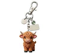 Genérico Llavero de - Colgante de de resina de ganado de las tierras altas en 3D, lindo llavero de animal con tarjeta de regalo para novia, niños, jóvenes, hijos, hijas, familiares