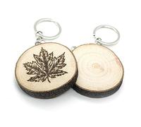 generico Llavero de madera natural con hoja de arce - Canadá, marrón, Talla única