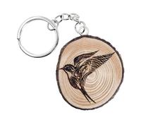 generico Llavero de madera natural símbolo de la primavera golondrina golondrina pájaro tribal, Madera de alerce, Talla única