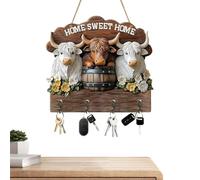 Generico Llavero de pared | Llavero 2D A con 4 ganchos - Gancho para sombreros de madera estilo granja | Para entrada baño cocina armario salón dormitorio oficina apartamento casa