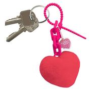 Generico Llavero de peluche con forma de corazón, colgante de peluche con pompón de bola, colgante para coche, bolsa mochila regalo para mujeres, niños y niñas, Rosa cálida., riferimento alla