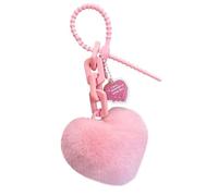 Generico Llavero de peluche con forma de corazón, colgante de peluche con pompón de bola, colgante para coche, bolsa mochila regalo para mujeres, niños y niñas, Rosa, riferimento alla descrizione