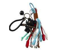 Genérico Llavero Decorativo con Osito Negro, Cordones Multicolores y Carabinero, Colgante para Bolsos y Mochilas, bag charm (azul cielo)