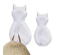 Generico Llavero gato de pared - 2 ganchos de pared con forma de gato de dibujos animados - Perchas de pared autoadhesivas de color liso decorativas para cocina, dormitorio, baño, dormitorio