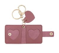 Generico Llavero mini álbum de fotos - Colgante con marco de piel sintética 10,8 x 5,4 cm, pequeña funda para recuerdos, recuerdo portátil de fotos, colgante sentimental fácil de abrir, morado, Fare