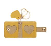 Generico Llavero mini álbum de fotos - Colgante con marco de piel sintética 10,8 x 5,4 cm, pequeña funda para recuerdos, recuerdo portátil de fotos, colgante sentimental fácil de abrir, amarillo, Fare