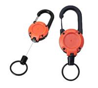 Genérico Llavero retráctil, carrete porta credencial resistente con cable de acero y mosquetón para llaves, tarjetas laborales y tarjetas de acceso(Orange,2pack)