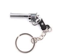 Genérico Llavero Revólver .357 Magnum, Metal Plateado con Mango Negro, 5 cm, Réplica a Escala con Anilla