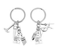Genérico Llaveros Creativos de Arquitecto en Metal Plateado, Diseño de Casa y Herramientas, Colgantes de Bolso Pequeños y Ligeros, Set de 2 Piezas para Decoración y Uso Diario