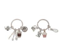 Genérico Llaveros de 2 uds, llavero for té y café, colgante de tetera, llavero for hornear, llavero de regalo for bolso