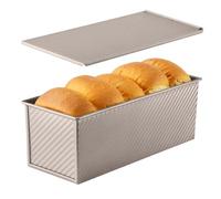 Genérico Loaf Pan - Bread Baking Pan with Lid, Carbon Steel Non Stick Corrugated Bakeware | Sandwich Bread Tin Mold 32x12x11cm with Extended Lid for Home Kitchen Restaurant Bakery Cafe Baking Use