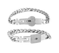 Genérico Locking Bracelet Set Matching Couple Wrist Jewelry 2 Pieces